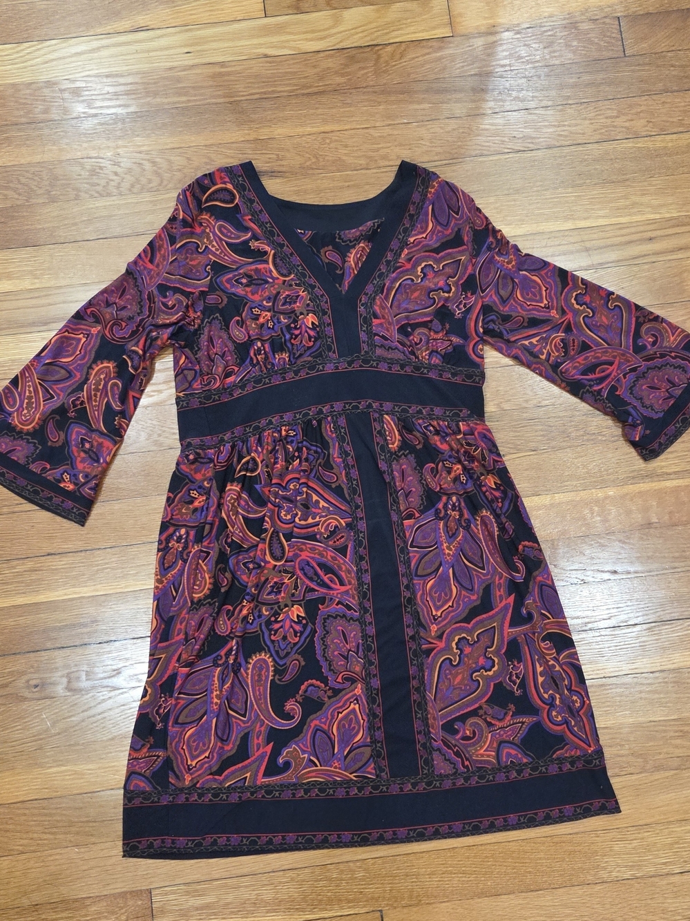 INC International Concepts Purple Paisley V-Neck Casual Dress
